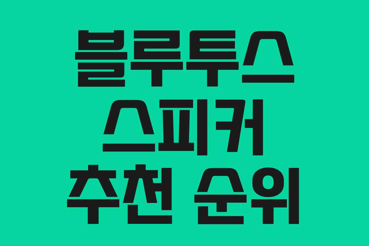 블루투스 스피커 추천 순위