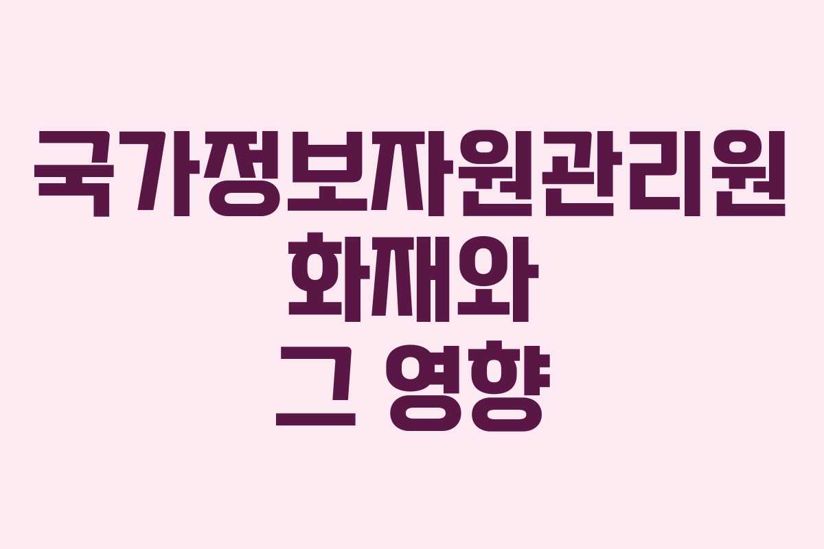 국가정보자원관리원 화재와 그 영향 국가정보자원관리원 화재와 그 영향