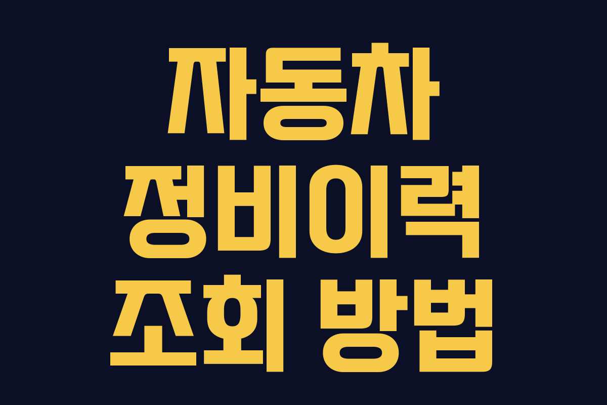 자동차 정비이력 조회 방법