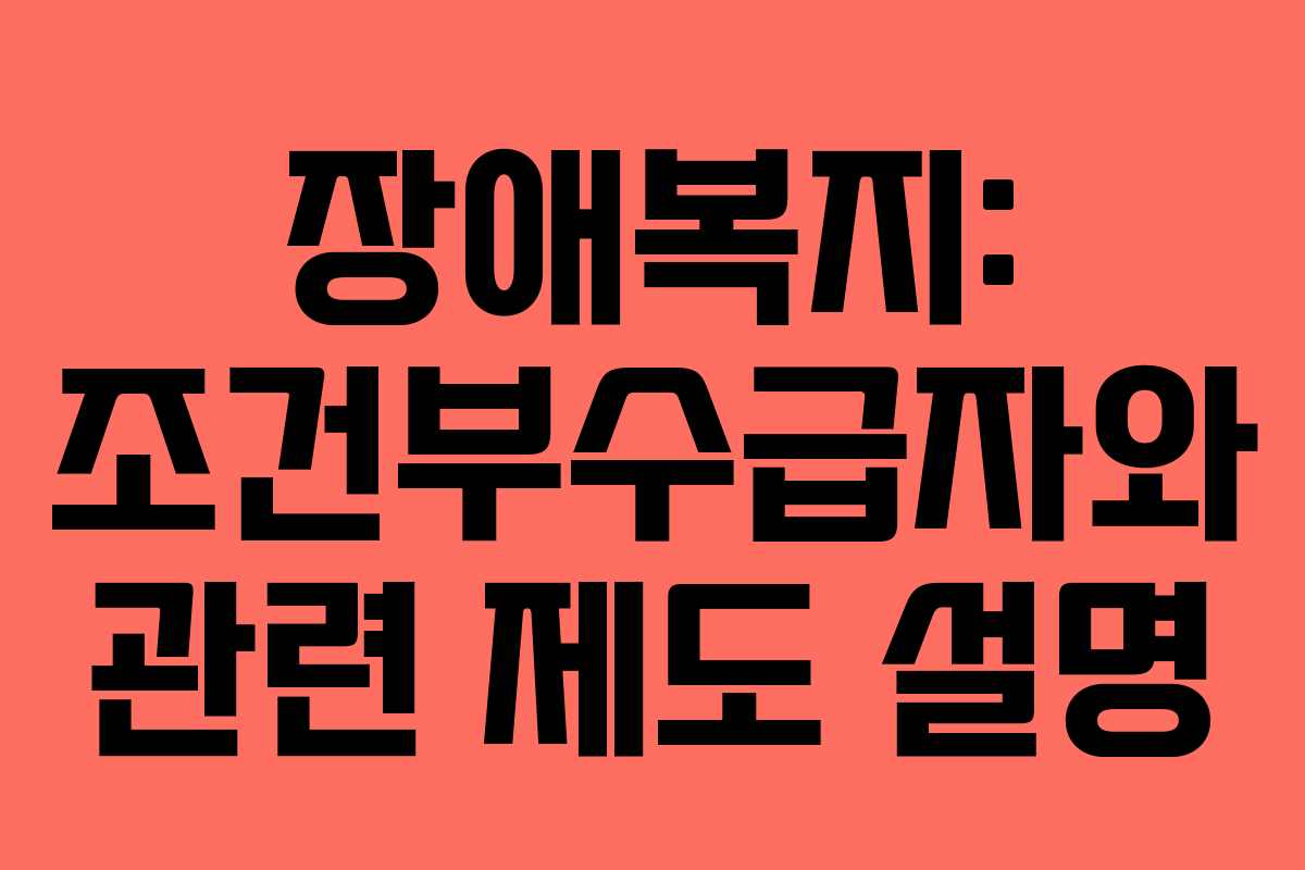 장애복지: 조건부수급자와 관련 제도 설명