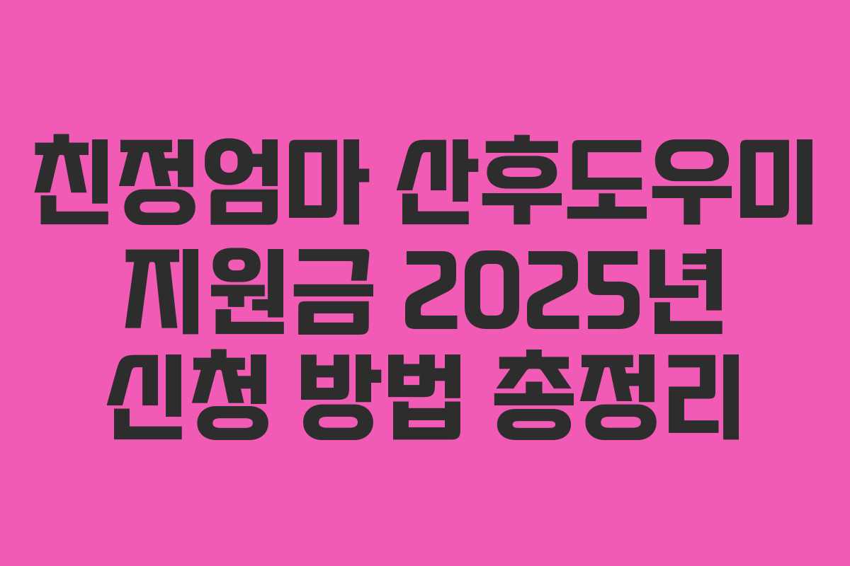 친정엄마 산후도우미 지원금 2025년 신청 방법 총정리