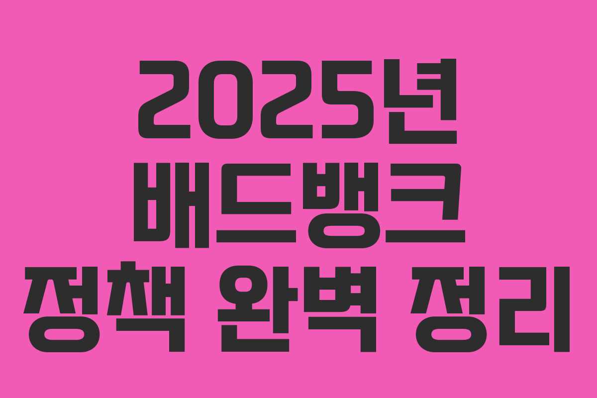 2025년 배드뱅크 정책 완벽 정리