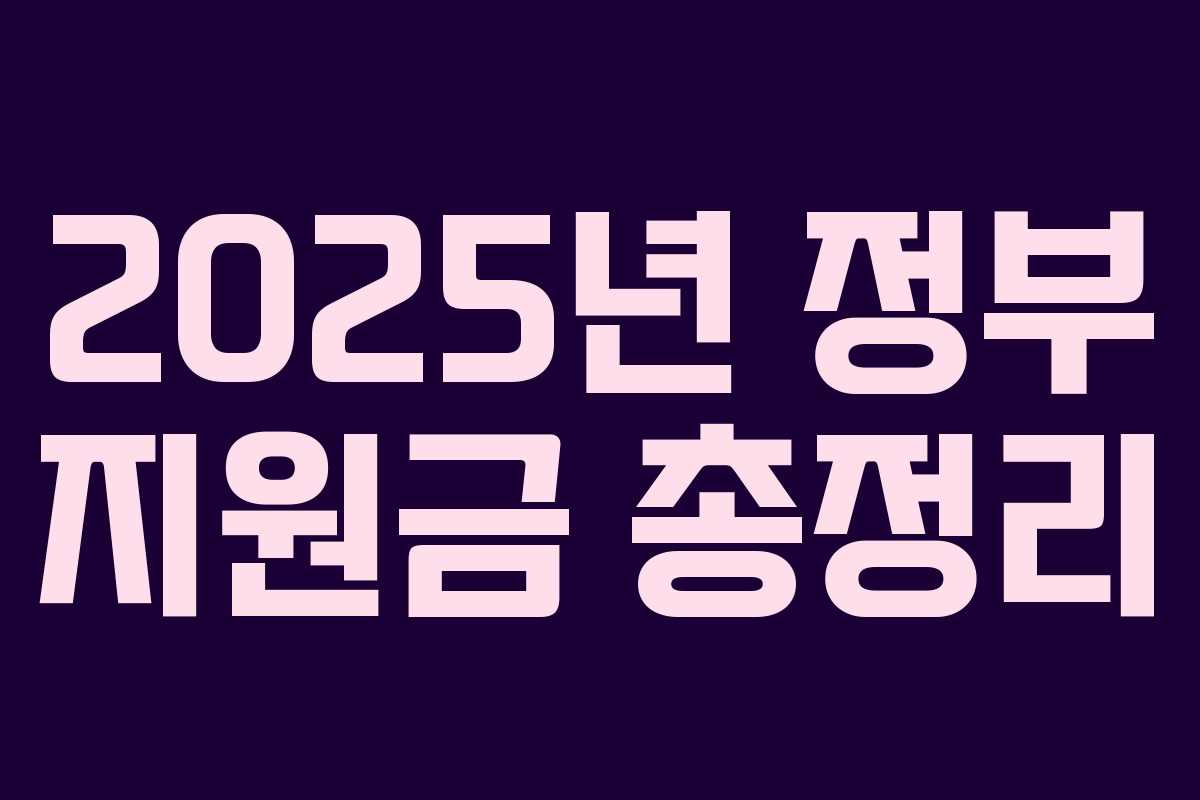 2025년 정부 지원금 총정리