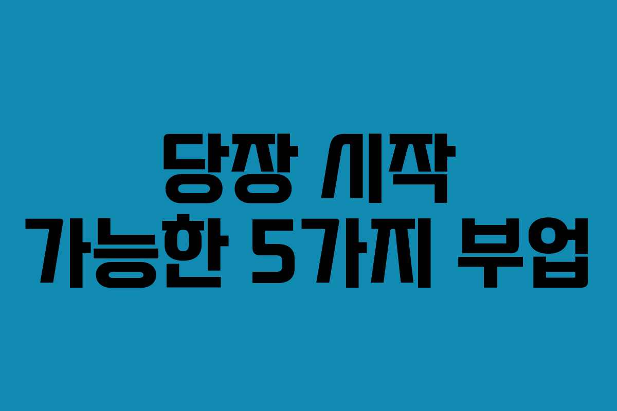 당장 시작 가능한 5가지 부업