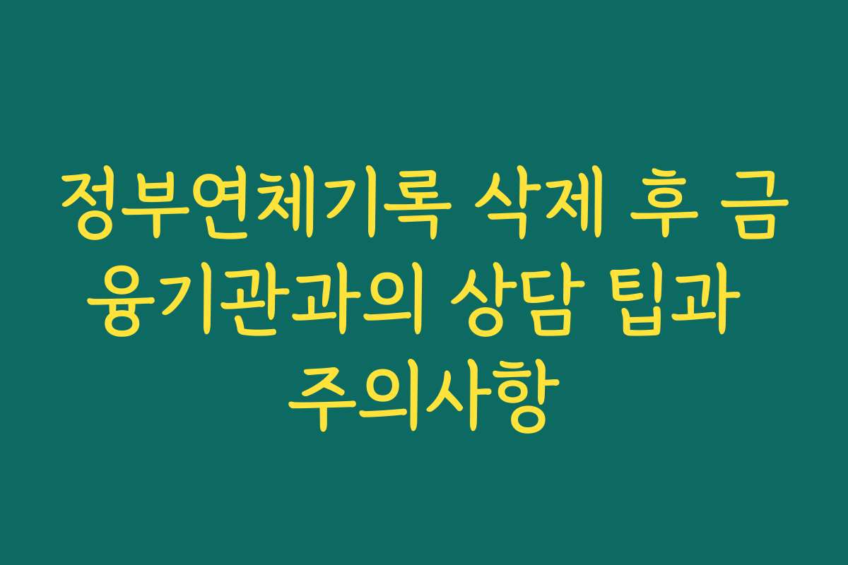 정부연체기록 삭제 후 금융기관과의 상담 팁과 주의사항