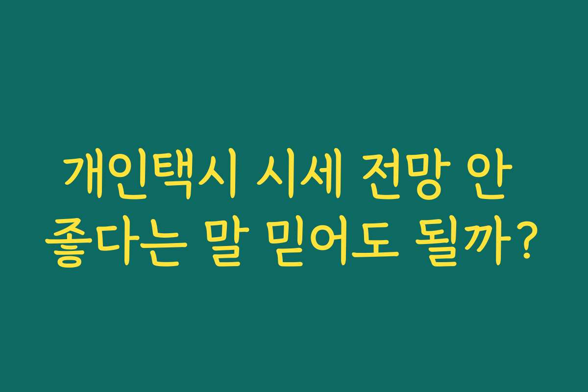 개인택시 시세 전망 안 좋다는 말 믿어도 될까?