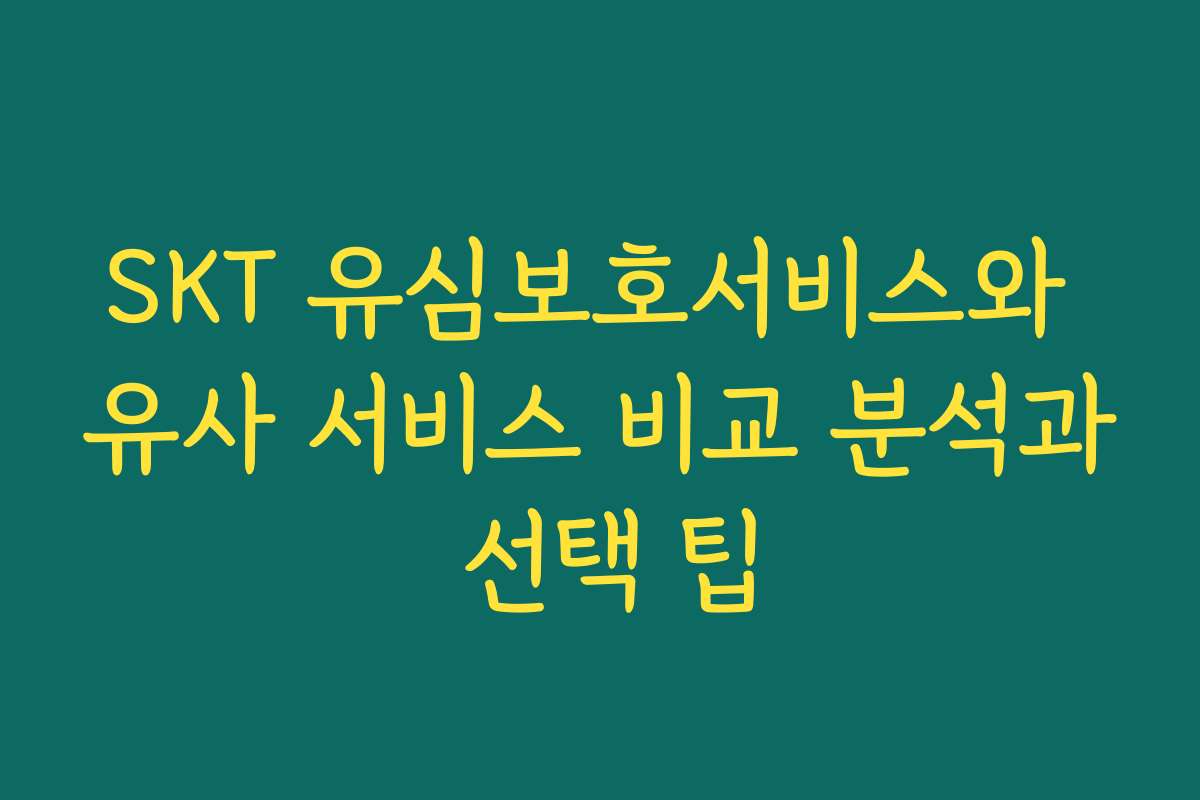 SKT 유심보호서비스와 유사 서비스 비교 분석과 선택 팁