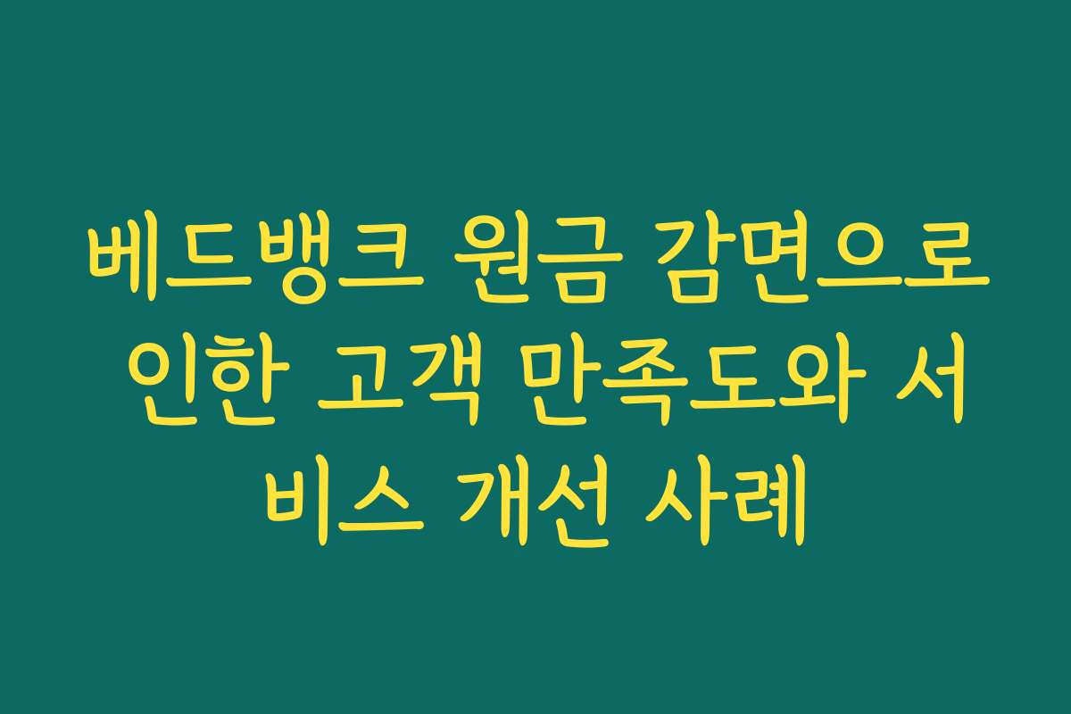 베드뱅크 원금 감면으로 인한 고객 만족도와 서비스 개선 사례