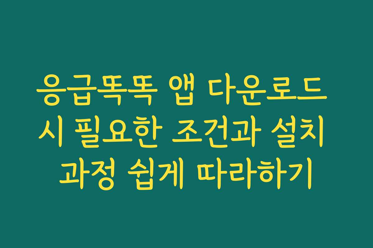 응급똑똑 앱 다운로드 시 필요한 조건과 설치 과정 쉽게 따라하기