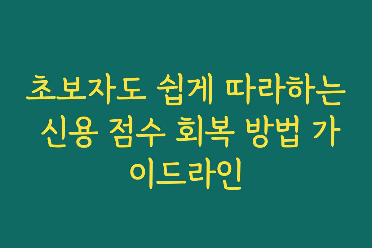 초보자도 쉽게 따라하는 신용 점수 회복 방법 가이드라인