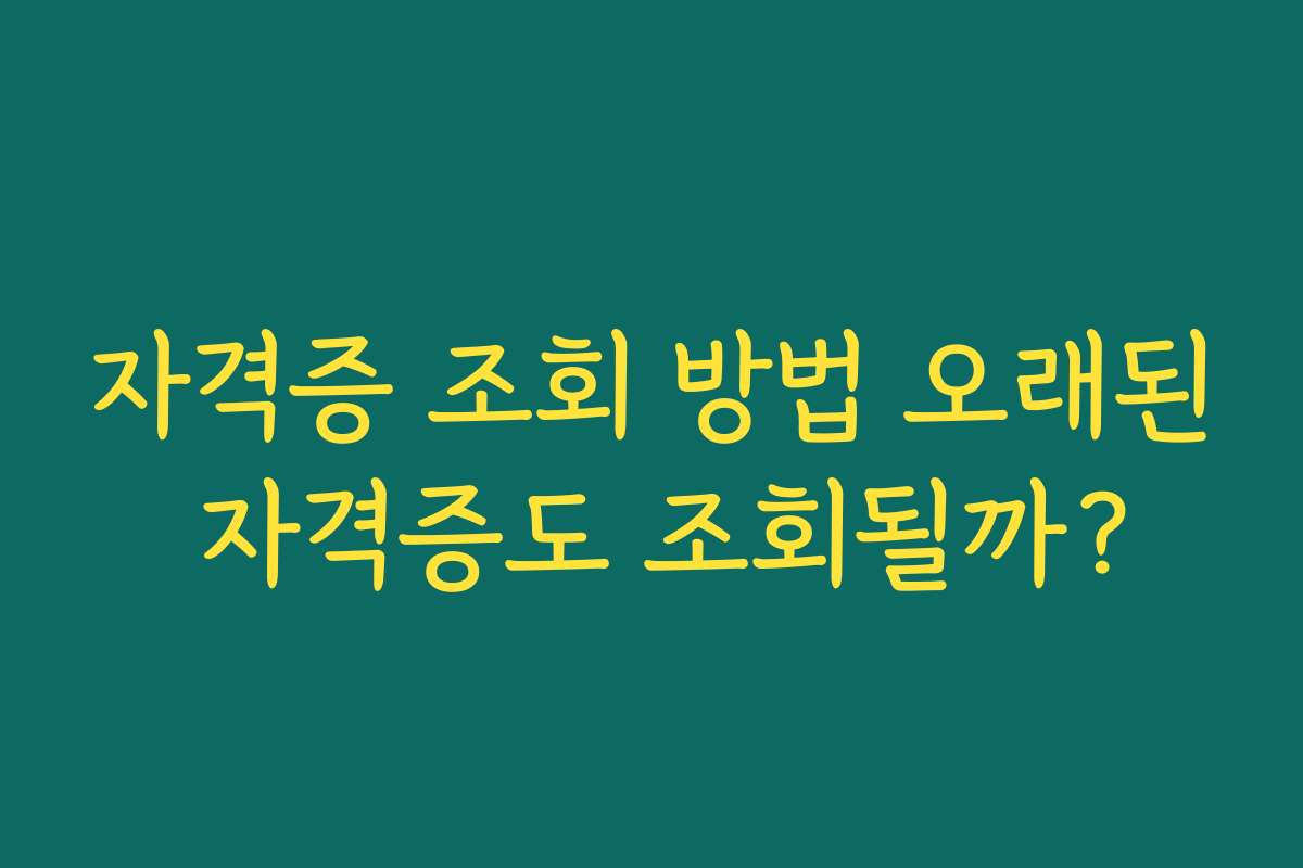 자격증 조회 방법 오래된 자격증도 조회될까?
