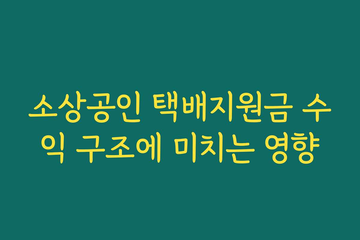 소상공인 택배지원금 수익 구조에 미치는 영향