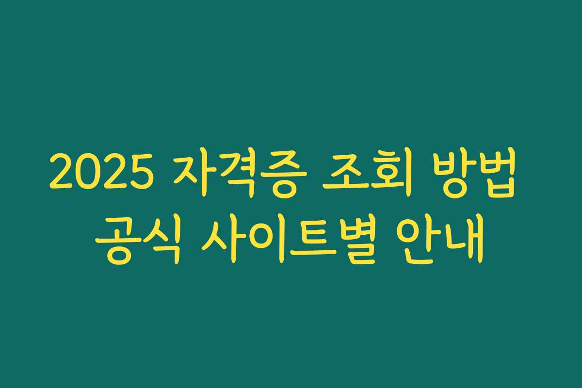 2025 자격증 조회 방법 공식 사이트별 안내