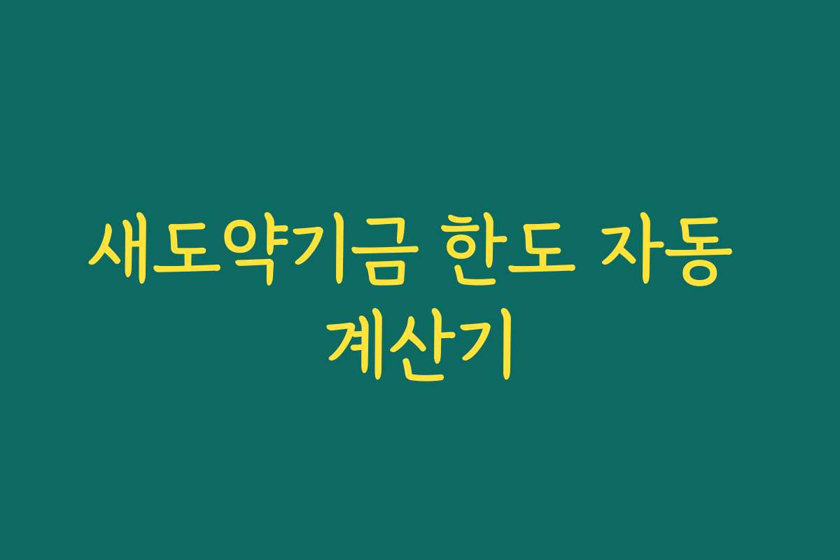 새도약기금 한도 자동 계산기