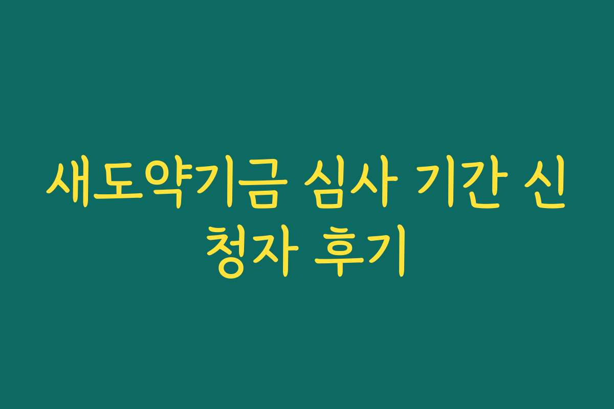 새도약기금 심사 기간 신청자 후기
