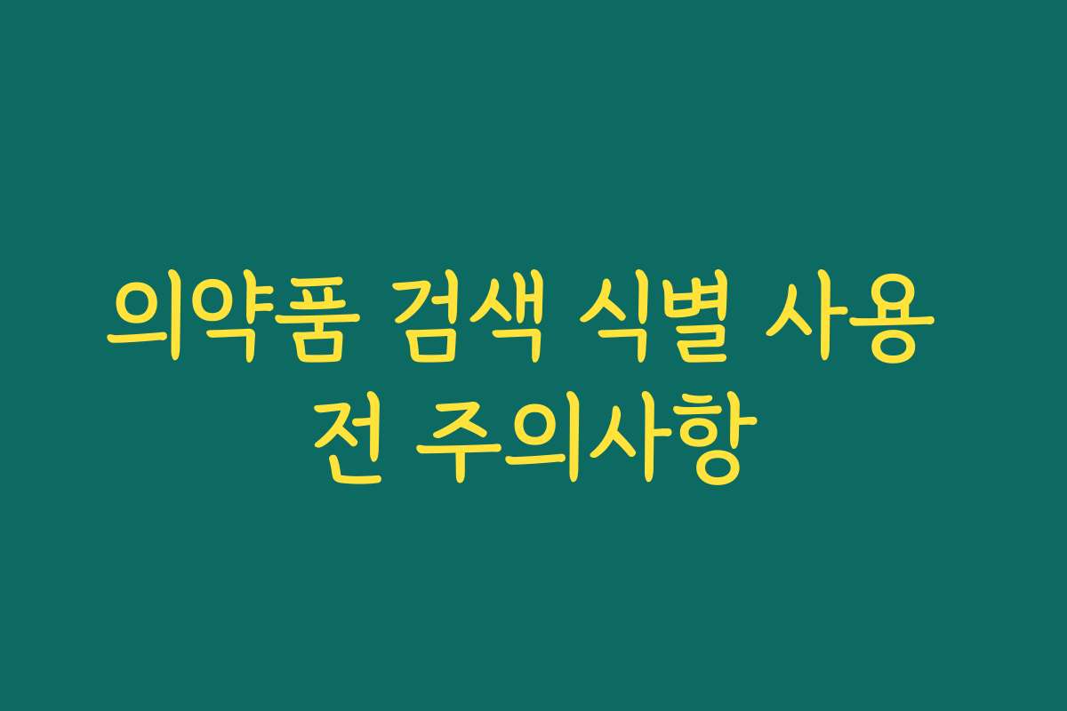 의약품 검색 식별 사용 전 주의사항 의약품 검색 식별 사용 전 주의사항