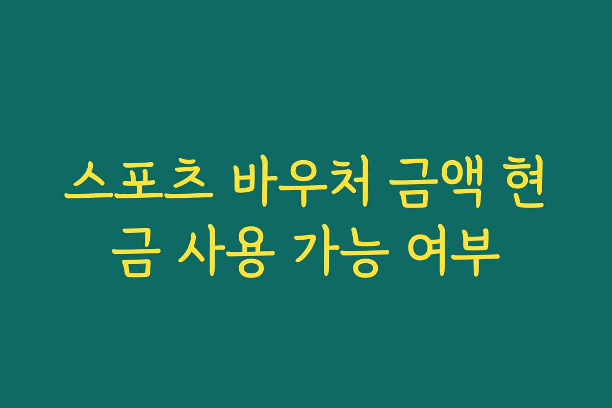 스포츠 바우처 금액 현금 사용 가능 여부
