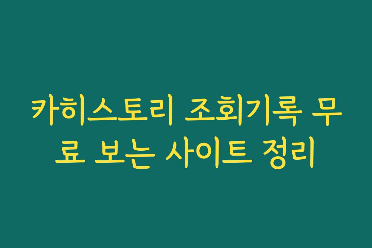 카히스토리 조회기록 무료 보는 사이트 정리