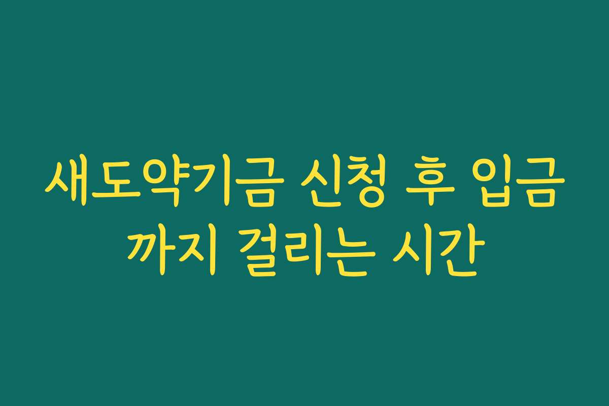 새도약기금 신청 후 입금까지 걸리는 시간