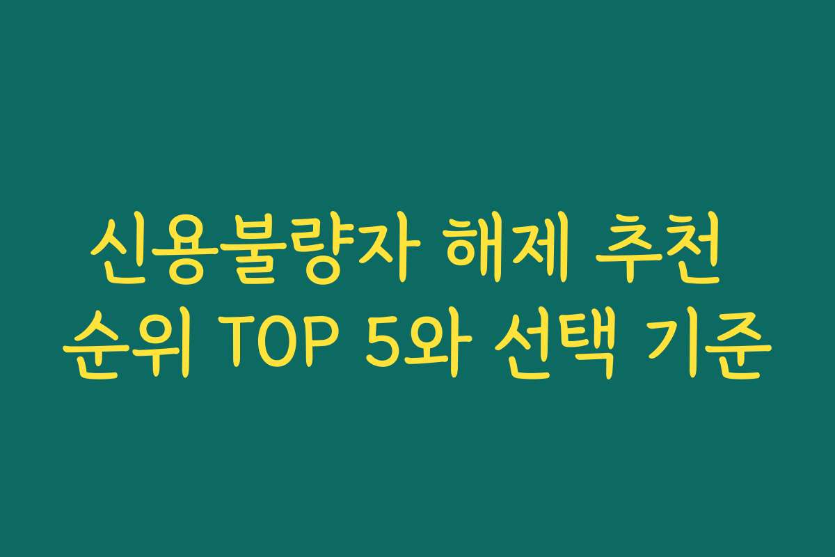 신용불량자 해제 추천 순위 TOP 5와 선택 기준 신용불량자 해제 추천 순위 TOP 5와 선택 기준