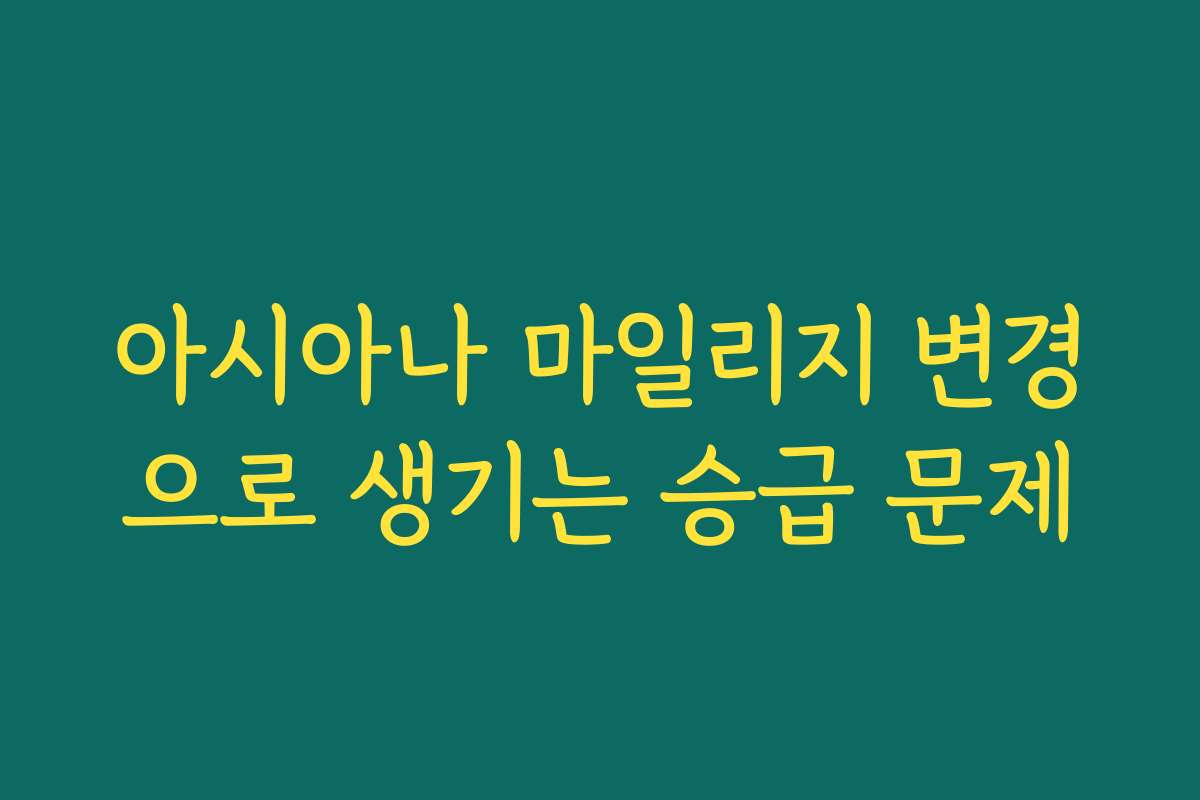 아시아나 마일리지 변경으로 생기는 승급 문제