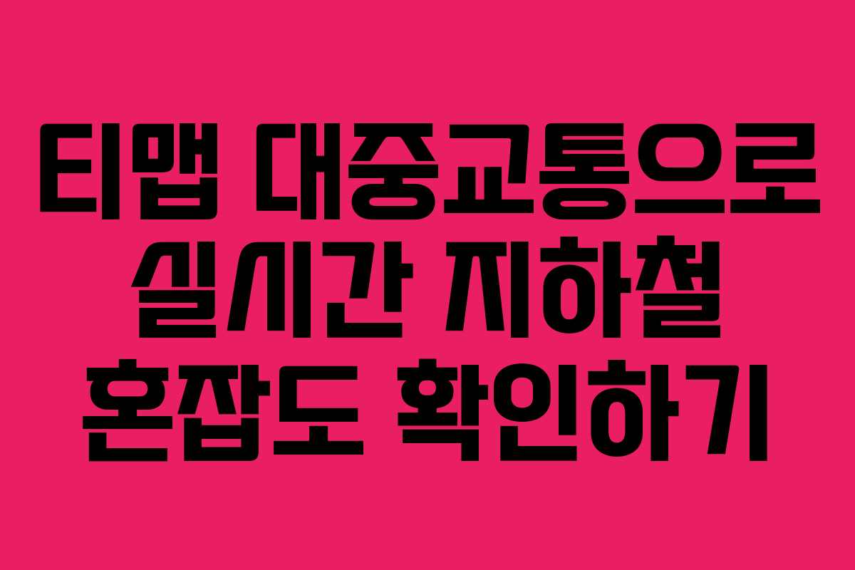 티맵 대중교통으로 실시간 지하철 혼잡도 확인하기