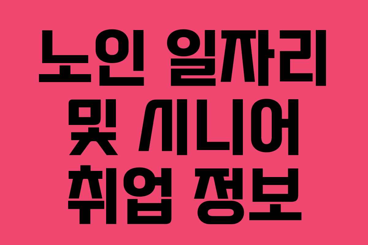 노인 일자리 및 시니어 취업 정보