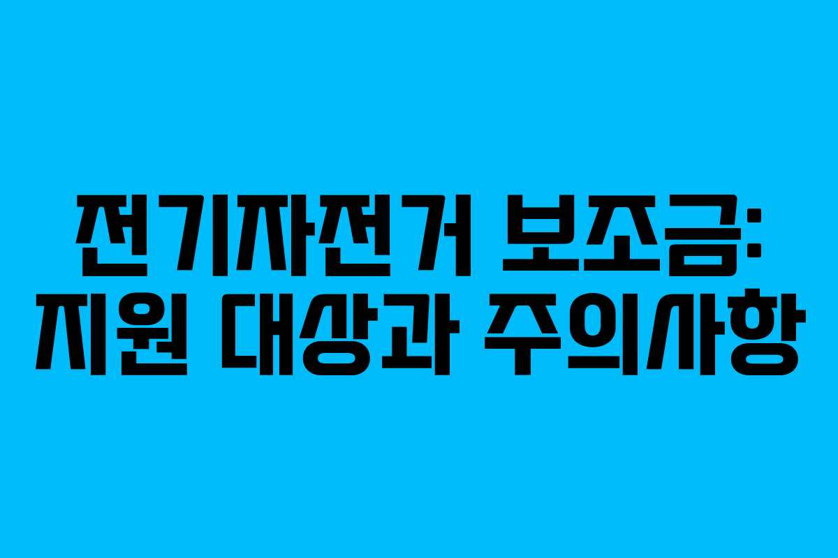 전기자전거 보조금: 지원 대상과 주의사항