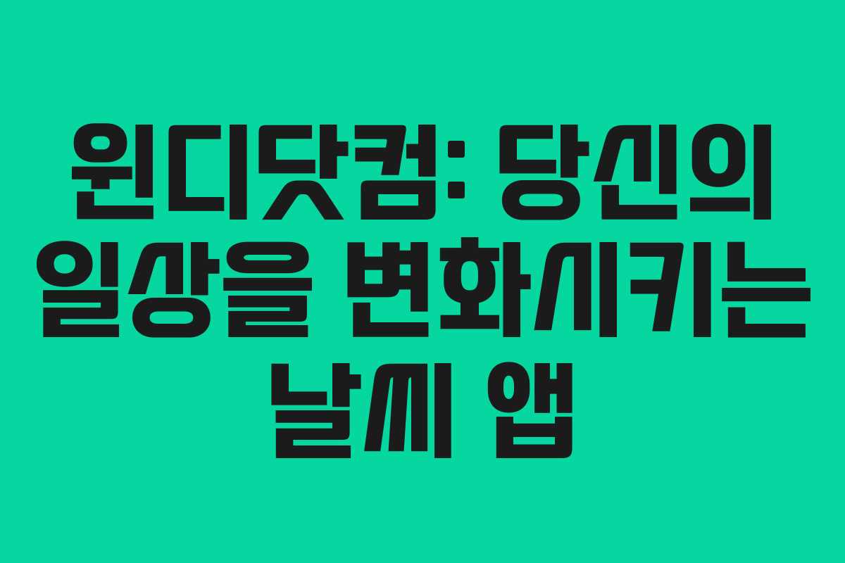 윈디닷컴: 당신의 일상을 변화시키는 날씨 앱