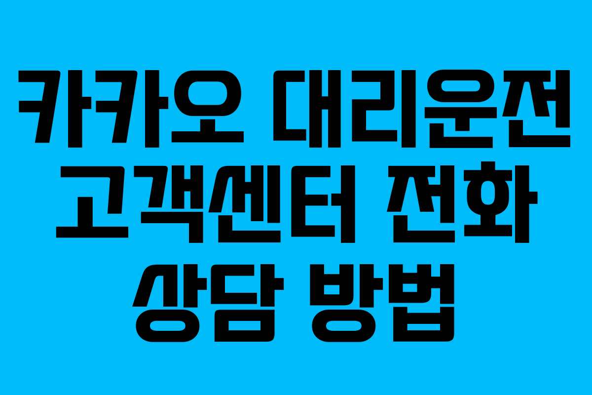 카카오 대리운전 고객센터 전화 상담 방법