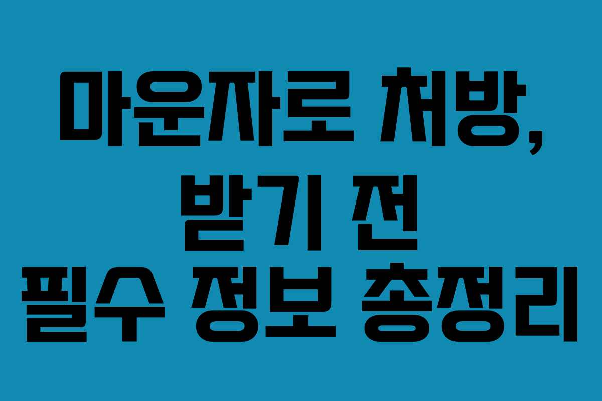 마운자로 처방, 받기 전 필수 정보 총정리