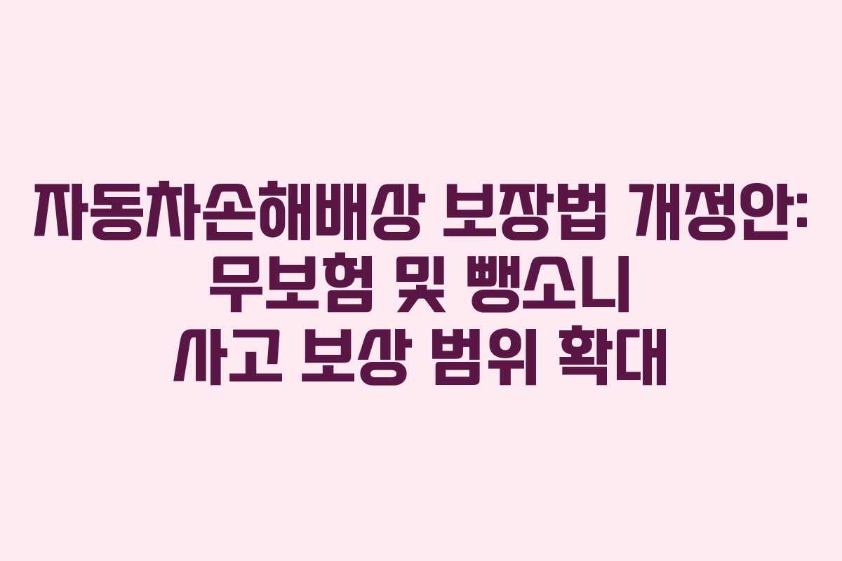 자동차손해배상 보장법 개정안: 무보험 및 뺑소니 사고 보상 범위 확대