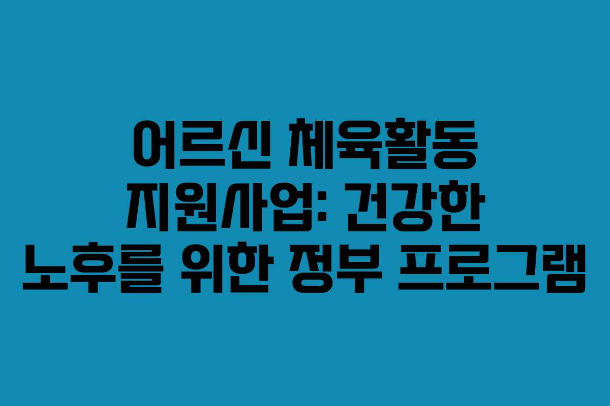 어르신 체육활동 지원사업: 건강한 노후를 위한 정부 프로그램