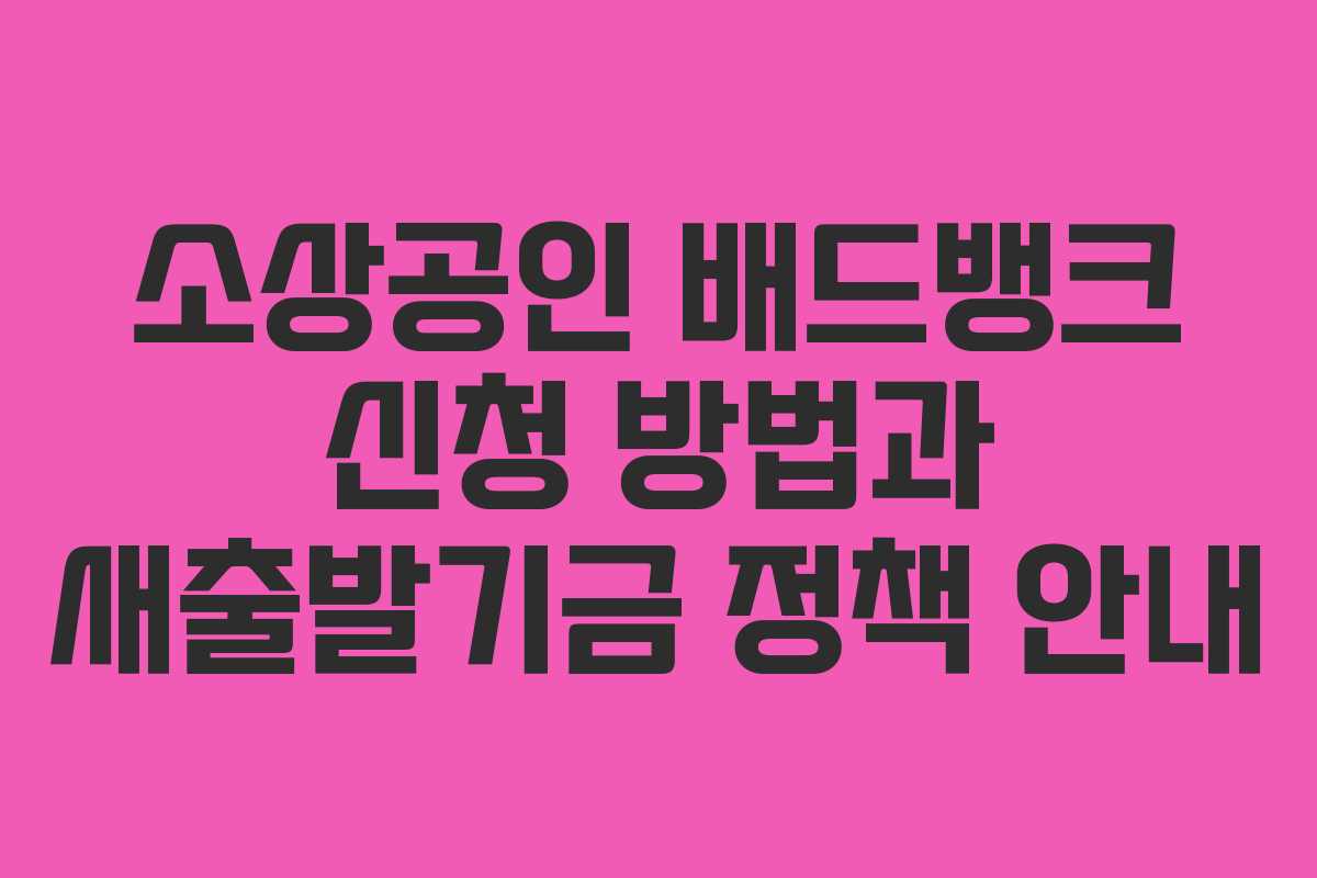 소상공인 배드뱅크 신청 방법과 새출발기금 정책 안내