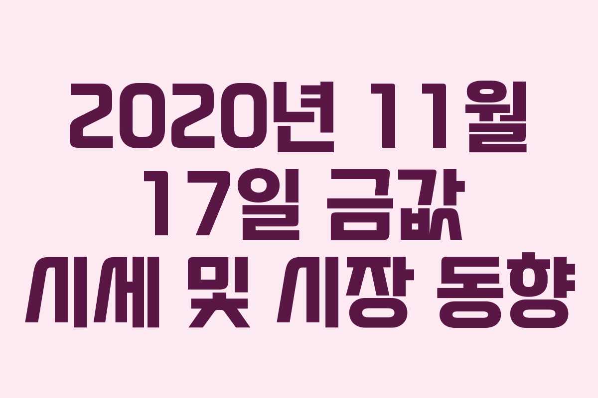 2020년 11월 17일 금값 시세 및 시장 동향