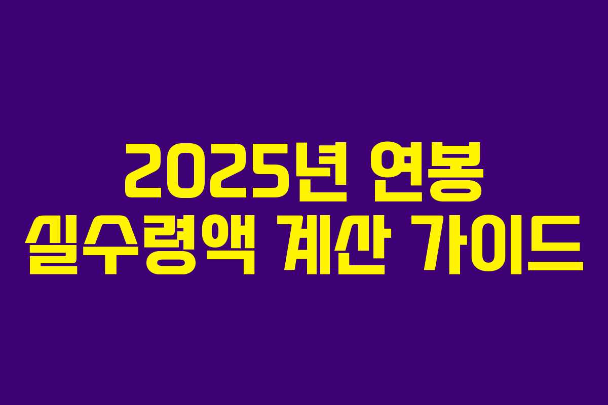 2025년 연봉 실수령액 계산 가이드