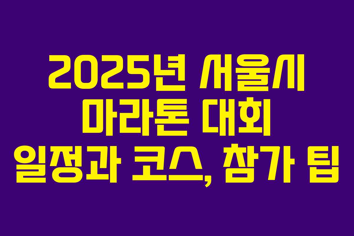2025년 서울시 마라톤 대회 일정과 코스, 참가 팁