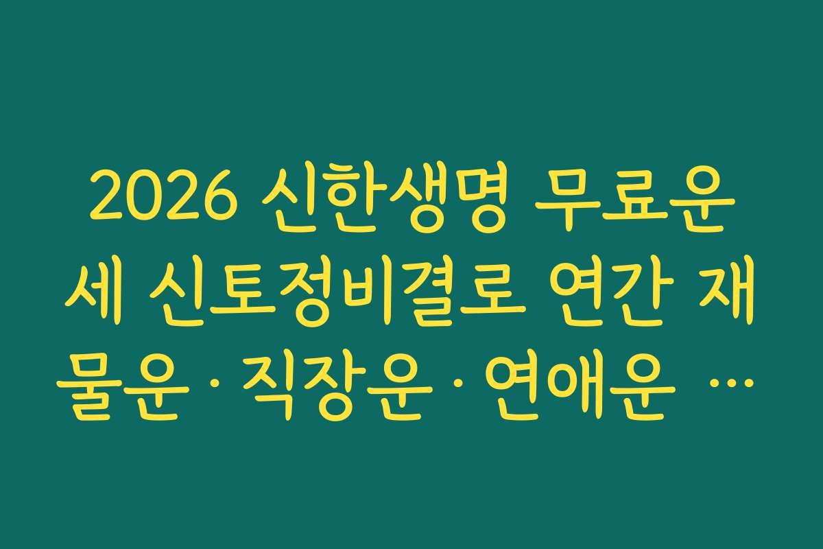 2026 신한생명 무료운세 신토정비결로 연간 재물운·직장운·연애운 살펴보기