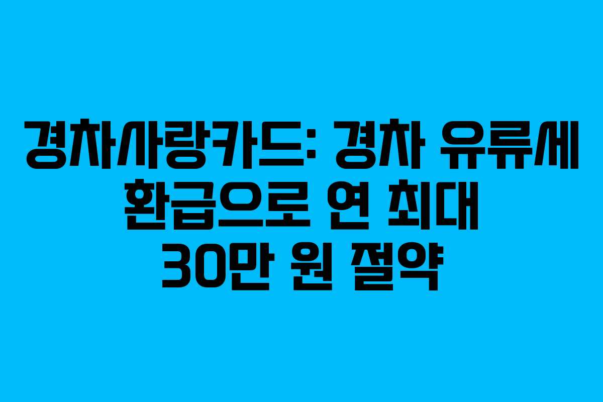 경차사랑카드: 경차 유류세 환급으로 연 최대 30만 원 절약