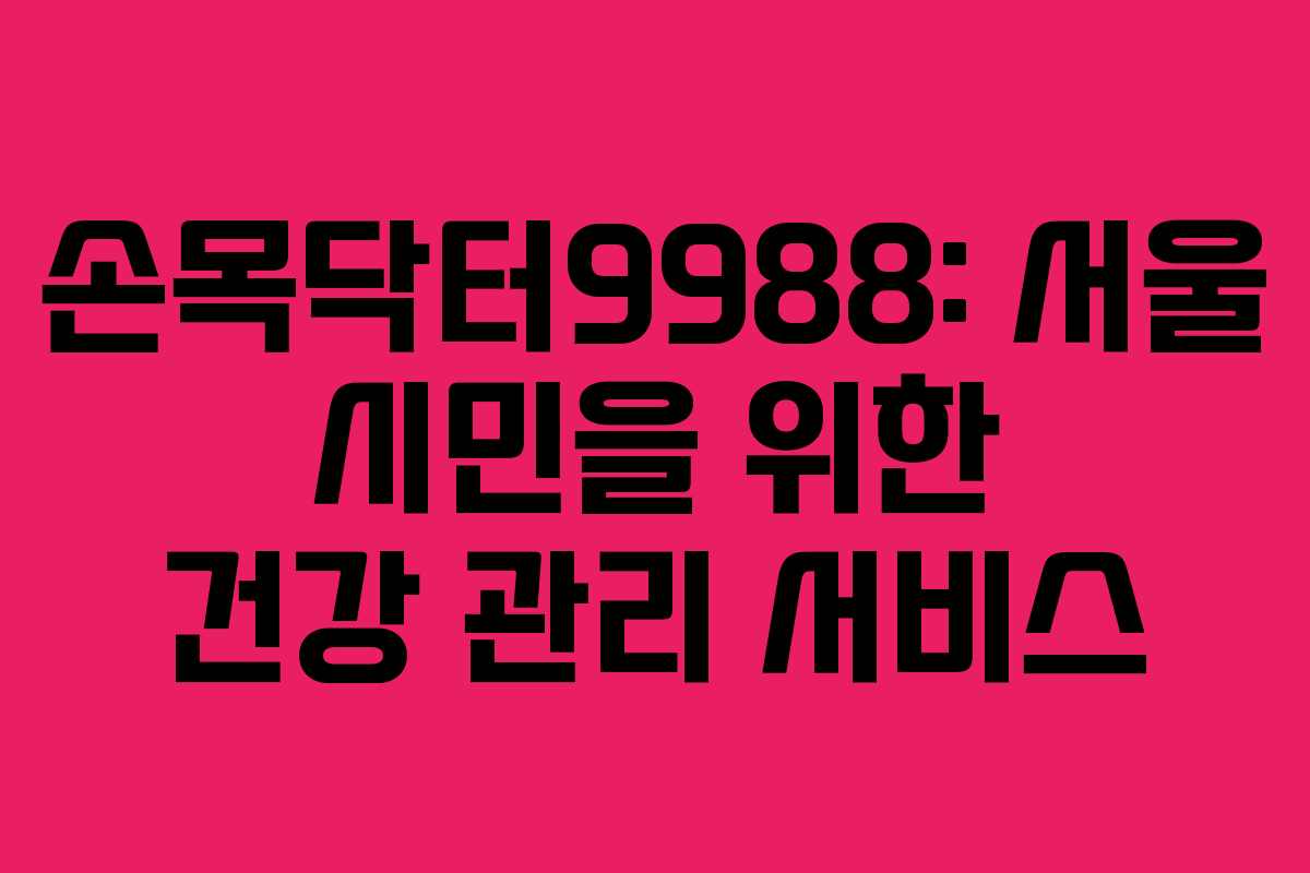 손목닥터9988: 서울 시민을 위한 건강 관리 서비스