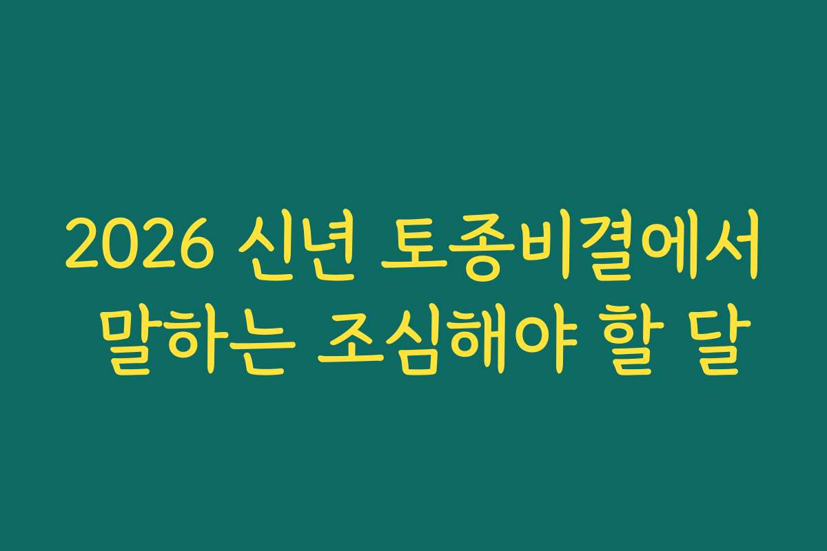 2026 신년 토종비결에서 말하는 조심해야 할 달
