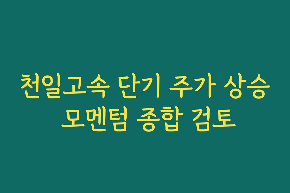 천일고속 단기 주가 상승 모멘텀 종합 검토