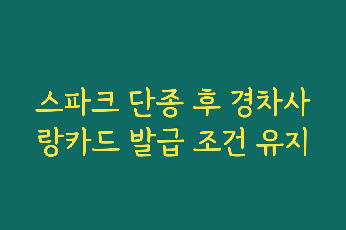 스파크 단종 후 경차사랑카드 발급 조건 유지