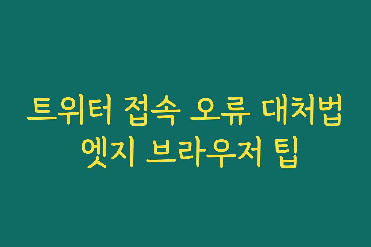 트위터 접속 오류 대처법 엣지 브라우저 팁
