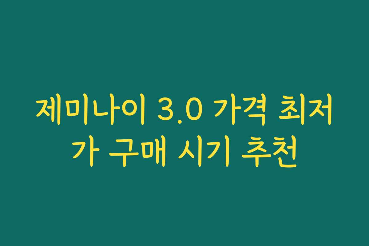 제미나이 3.0 가격 최저가 구매 시기 추천