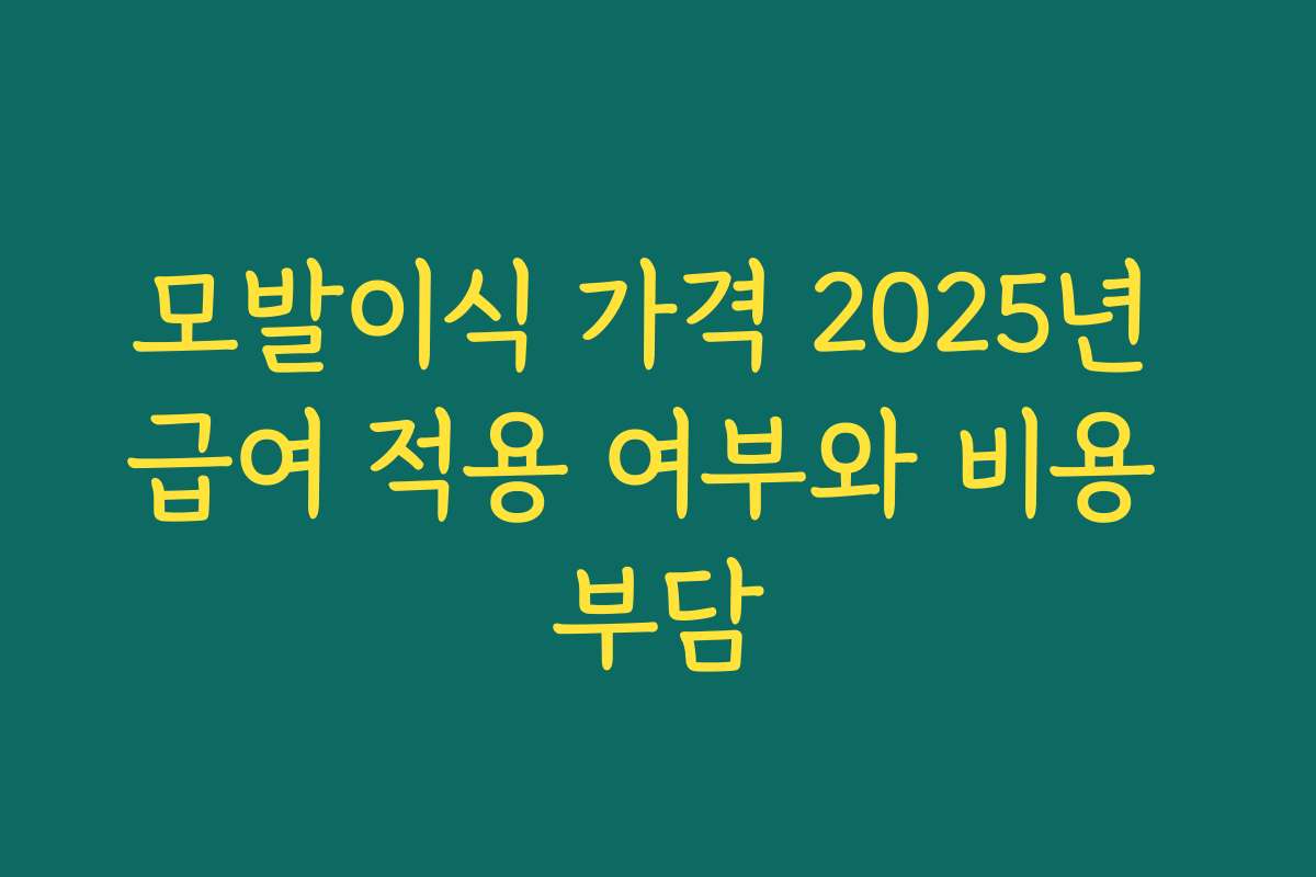 모발이식 가격 2025년 급여 적용 여부와 비용 부담