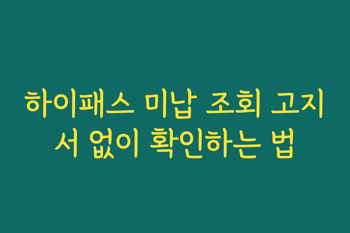하이패스 미납 조회 고지서 없이 확인하는 법 하이패스 미납 조회 고지서 없이 확인하는 법