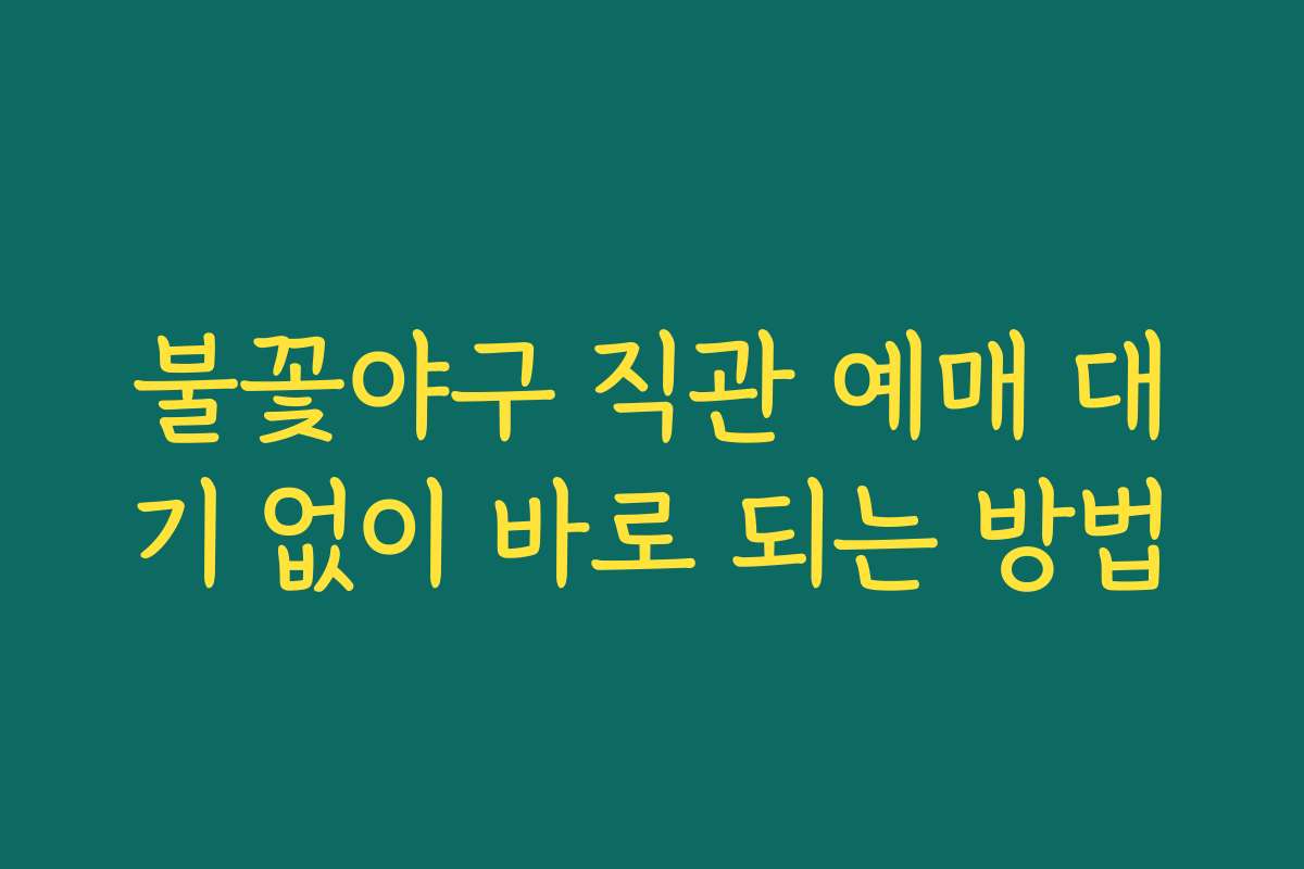 불꽃야구 직관 예매 대기 없이 바로 되는 방법