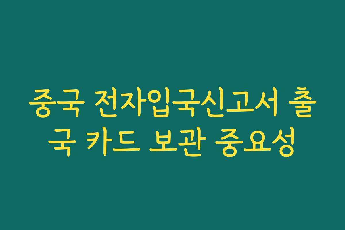 중국 전자입국신고서 출국 카드 보관 중요성