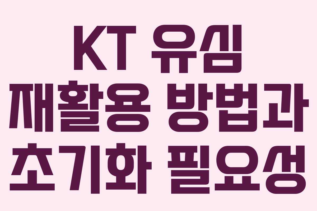 KT 유심 재활용 방법과 초기화 필요성